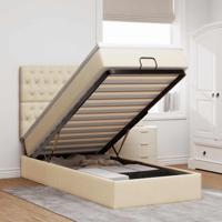 Ottoman bed met matras 90x190cm stof crèmekleurig