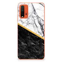 Xiaomi Poco M3 | TPU | Siliconen hoesje | Marmer Wit Zwart - Origineel Cadeau Man