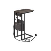 Bijzettafel met stopcontacten en handige opbergtas, Asbruin