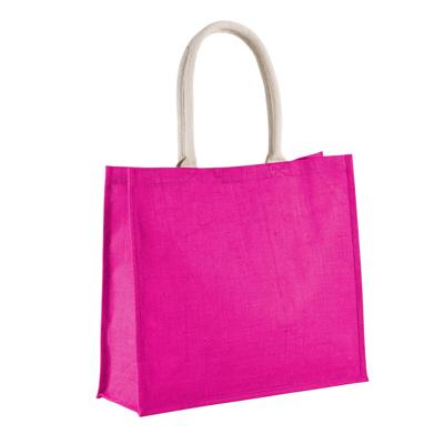 Jute boodschappen strandtas - roze - 42 x 36 cm - Strandartikelen beach bags/shoppers