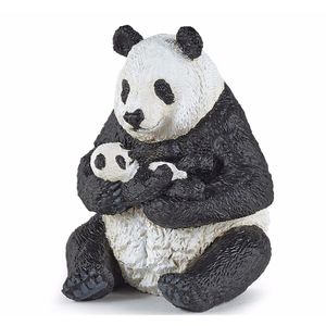 Plastic speelgoed figuur panda met baby panda 8 cm   -