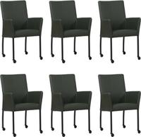 Set van 6 Donkergroene leren moderne eetkamerstoelen Comfort - Toledo Leer Verde (donkergroen leer)