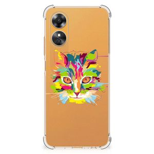 OPPO A17 Stevig Bumper Hoesje Cat Color