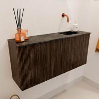 Toiletmeubel Mondiaz Joya Dlux | 90 cm | Meubelkleur Walnut | Faye wastafel Lava Wasbak Rechts | Zonder kraangat(en)