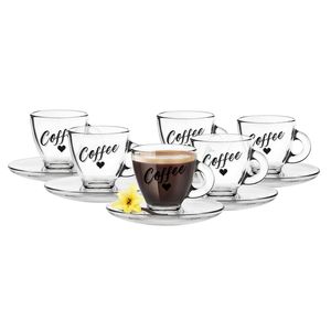 Glasmark Espresso/koffie glazen - met schotels - glas - 6x stuks - 85 ml