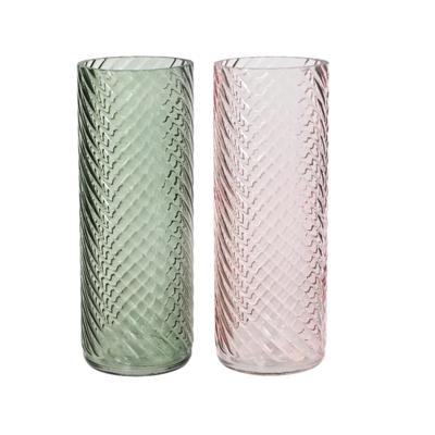 Decoris Vaas glas met relief h26.5cm