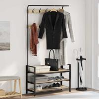 Kapstok met plank Sonoma eiken 95 x 34 x 184 cm Bewerkt hout