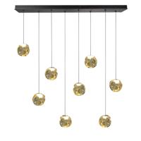 Highlight HanglampMelina zwart met amber glas recht 8-lichts - H5186.01