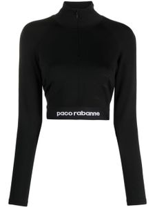 Rabanne t-shirt crop à bande logo - Noir