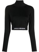 Rabanne t-shirt crop à bande logo - Noir