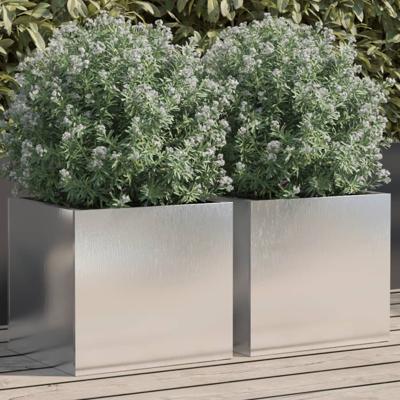 VidaXL Plantenbakken 2 st 32x30x29 cm roestvrij staal zilverkleurig