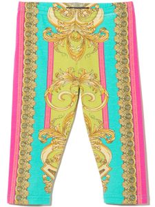 Versace Kids legging à imprimé Barocco Goddess - Bleu