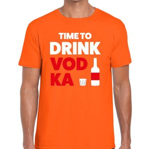 Time to Drink Vodka tekst t-shirt oranje heren