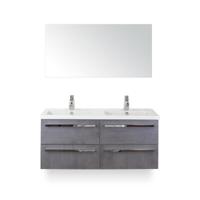 Seville Badmeubelset 120 cm - 4 laden Beton Antraciet - Wastafel Djazz Dubbel - met Spiegel