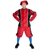 Piet kostuum katoen fluweel Zwart/Rood - thumbnail