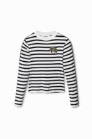 Gestreept T-shirt - WHITE - XXL