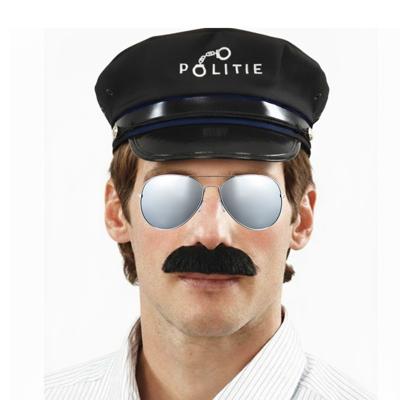 Politie agent verkleed combinatie set 3 delig - dames/heren - politiepet - snor - zonnebril