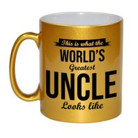 Worlds Greatest Uncle / oom cadeau mok / beker goudglanzend 330 ml - feest mokken - thumbnail