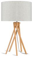 Good&Mojo Tafellamp 'Kilimanjaro' Bamboe en Eco linnen, kleur Beige
