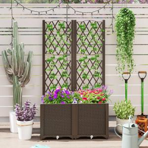 Verhoogde Tuinbak met Schutting Plantenbak voor Klimplanten Bloemen Groenten Staande Verticale Kweekbak 80 x 40 x 135 cm