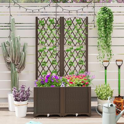 Verhoogde Tuinbak met Schutting Plantenbak voor Klimplanten Bloemen Groenten Staande Verticale Kweekbak 80 x 40 x 135 cm