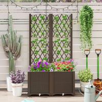 Verhoogde Tuinbak met Schutting Plantenbak voor Klimplanten Bloemen Groenten Staande Verticale Kweekbak 80 x 40 x 135 cm