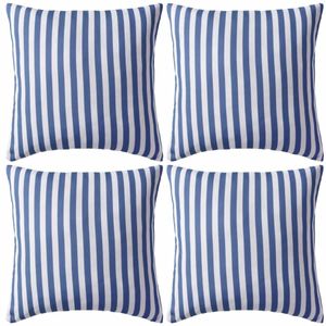 VidaXL Buitenkussens 45x45 cm gestreept marineblauw 4 st