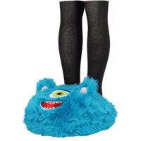 Grote voetenwarmer slof - monster - blauw - one size - 30 x 27 cm - polyester