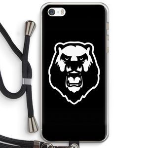 Angry Bear (black): iPhone 5 / 5S / SE Transparant Hoesje met koord