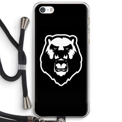 Angry Bear (black): iPhone 5 / 5S / SE Transparant Hoesje met koord