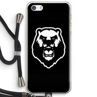 Angry Bear (black): iPhone 5 / 5S / SE Transparant Hoesje met koord