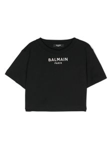 Balmain Kids t-shirt crop à logo brodé - Noir