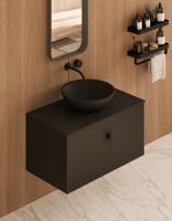 Muebles Costa badmeubel ribbelfront 80cm zwart mat met zwart toppaneel zonder waskom - thumbnail