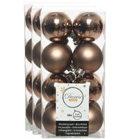 48x stuks kunststof kerstballen walnoot bruin 4 cm glans/mat - thumbnail