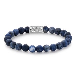 Rebel and Rose RR-80022-S Rekarmband Beads Matt Midnight zilverkleurig-blauw 8 mm XL 21 cm