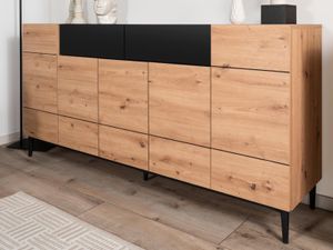 Commode NOLLY 5 deuren 2 lades zwart/artisan eik