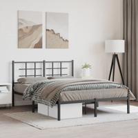 Bedframe met hoofdbord metaal zwart 140x200 cm - thumbnail