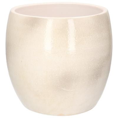 Mica Decorations Bloempot - wit / grijs - keramiek - 24 x 22 cm - plantenpotten binnen