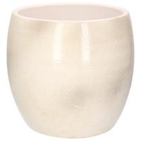 Mica Decorations Bloempot - wit / grijs - keramiek - 24 x 22 cm - plantenpotten binnen