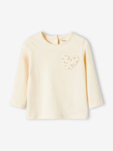 Baby meisjesshirt met zakje met hart en aardbei lichtbeige