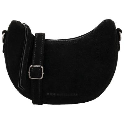 Hide & Stitches Suède Moon Bag Schoudertas Brazos Zwart