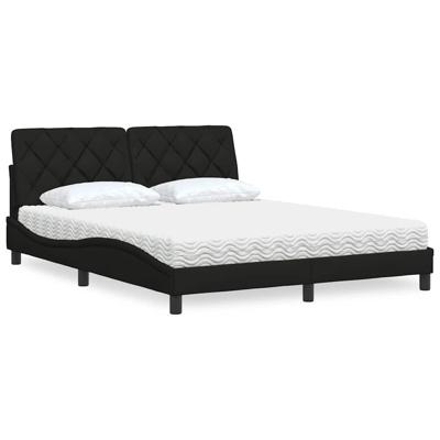 Bed met matras stof zwart 160x200 cm