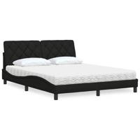 Bed met matras stof zwart 160x200 cm