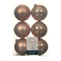 18x stuks kunststof kerstballen toffee bruin 8 cm glans/mat - thumbnail