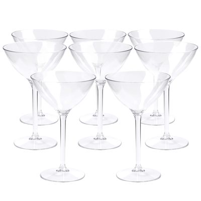 Cocktail/Martini glas - 20x - transparant - onbreekbaar kunststof - 300 ml