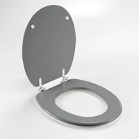 Wicotex - Toiletbril - WC bril MDF - Hout mat Grijs - Inclusief metallic scharnieren. - thumbnail