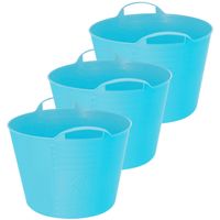 Flexibele emmer - 3x - blauw - 27 liter - kunststof - 40 x 35 cm