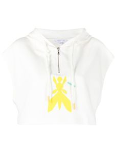 Patrizia Pepe hoodie crop à logo imprimé - Blanc