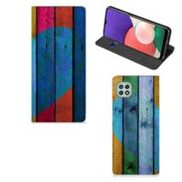 Samsung Galaxy A22 5G Book | Wallet Case | Wood Heart - Cadeau voor je Vriend