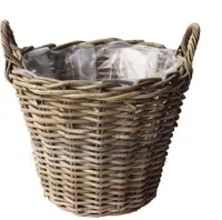 Van der Leeden Rotan Aardappelmand plantenmand 30x23cm antiek grijs